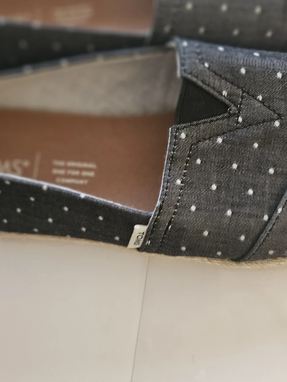 TOMS Black Canvas Polka Dot Slip-On Espadrilles